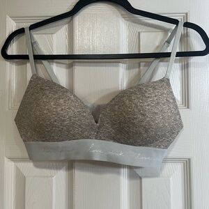 Victoria’s Secret Pink bra. Heathered gray w/pink interior cups. 36B. EUC